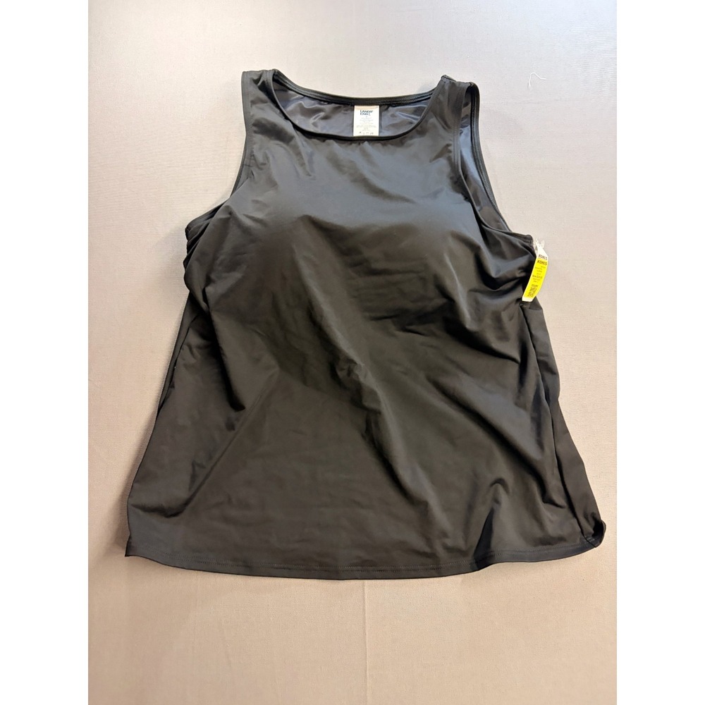 Lands' End Womens 16 Black Tankini Swimsuit Top Built In Lining NWT